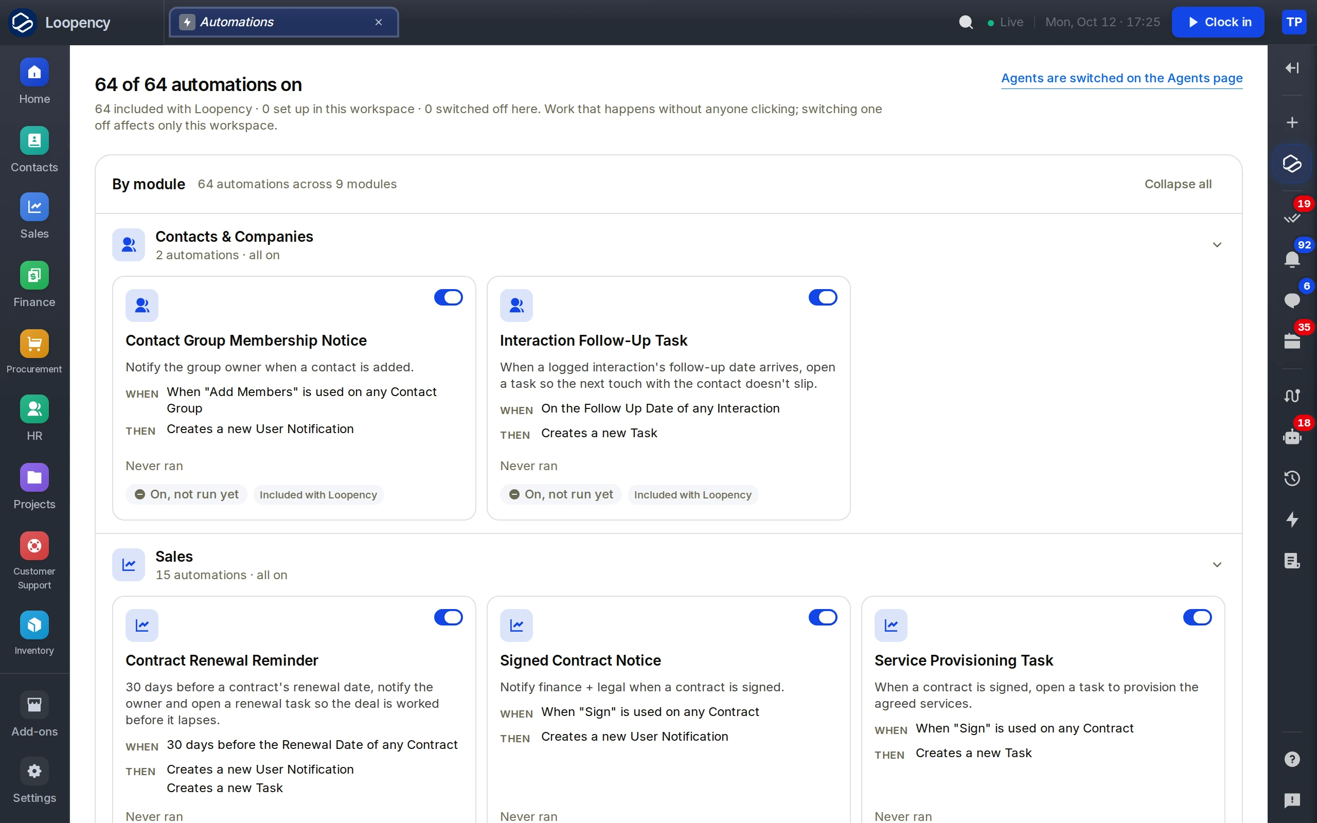 Automations: the rules the business runs on, each one approved before it runs