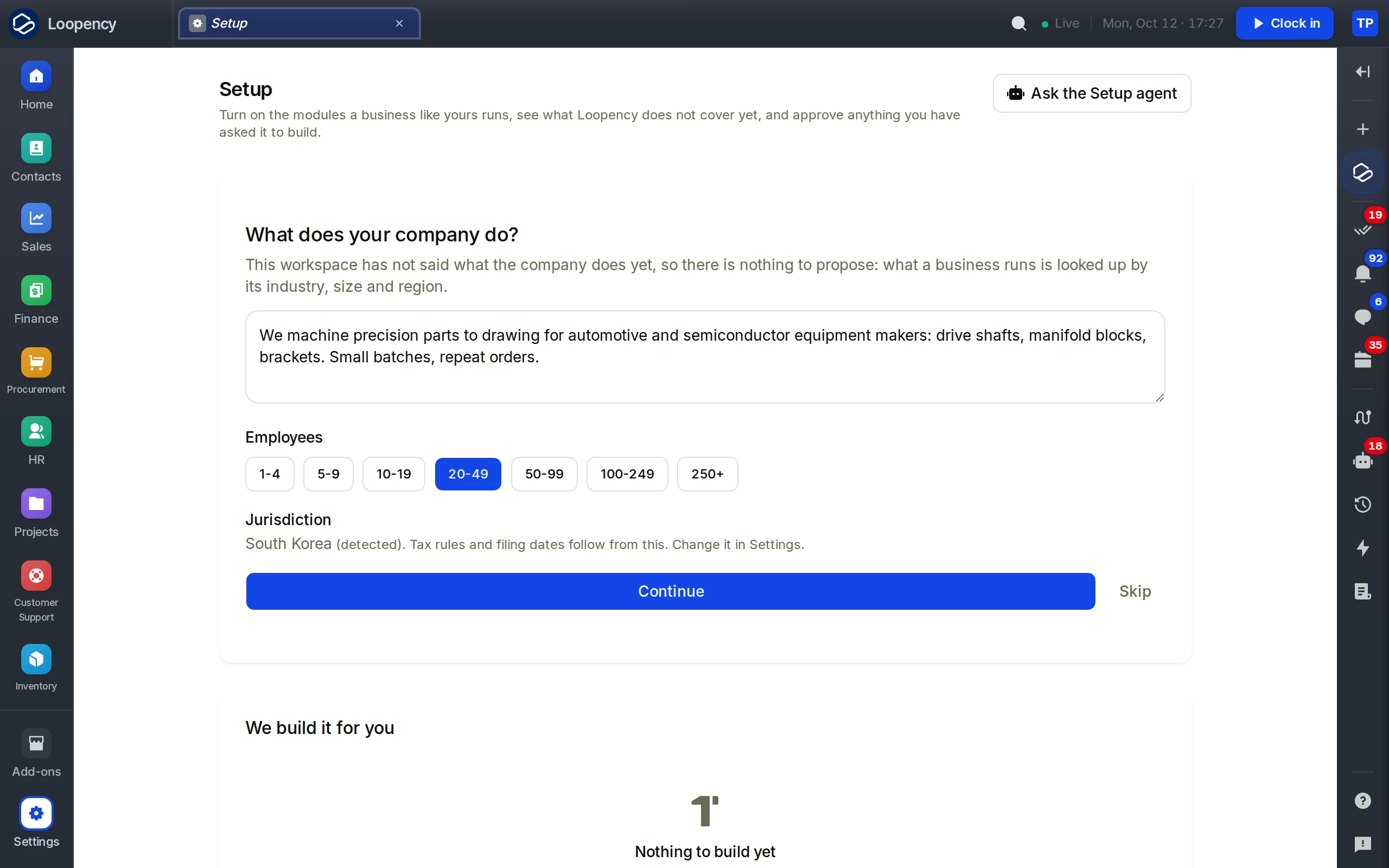 Setup asking what the company does, in its own words